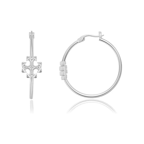 Surrounded Forest White Gold Plated HoopEarrings Cross Huggie Hoop Earrings for Women Cross Hoop Earrings 35mm Cover