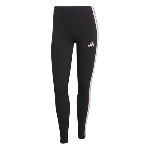 Adidas Womens Essentials 3-Stripes Cotton Leggings Black/Clear Pink Small