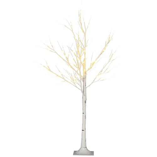 HOMCOM 120 cm Kunstbaum, Weihnachtsbaum Birken mit LED, Kunstbirke,...