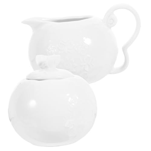 COLLBATH Set of 2 Ceramic Teapots Sugar Jars Lids Spoons Tea Set for Home European Vintage Design