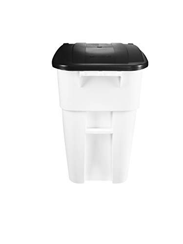 Image of Rubbermaid Commercial Products BRUTE Rollout Heavy-Duty Wheeled Trash /Garbage Can, 50-Gallon, Blue, for Restaurants /Hospitals /Offices /Warehouses /Garage, Pack of 2