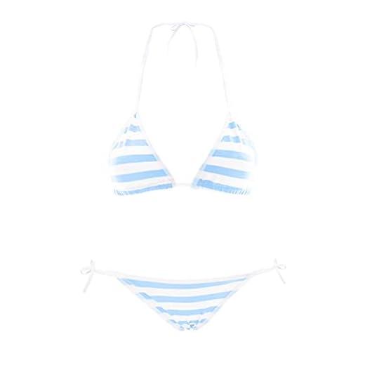 ABAFIP Biquíni feminino micro bronzeador Kawaiii conjunto de lingerie de anime japonês minúsculo calcinha fio dental extremo, Triângulo azul, Tamanho Único
