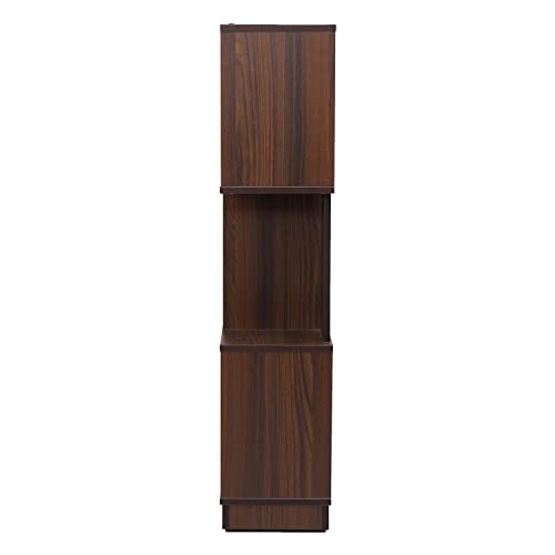 Image of Nilkamal Checkers 3 Tier Engineered Wood Open Book Case with 6 Shelves | Shelf, Cabinet, Storage | for Living Room, Office, Bedroom | Classic Walnut