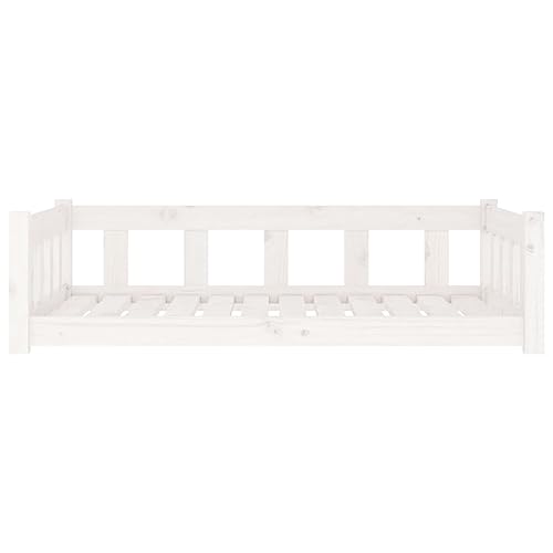 vidaXL Hundebett, Hundesofa mit stützenden Seitenwänden, Haustierbett für Hunde Katzen, Welpenbett Hundenest Hundemöbel, Weiß 105,5x75,5x28 cm Massivholz Kiefer