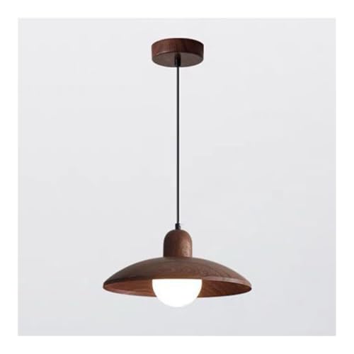 Wood Grain Pendant Light Fixture, Round Retro Hanging Lamp, Modern Ceiling Light for Kitchen Island & Bedside(Brown)