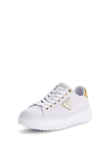 GUESS Femme DENESA12 Sneaker, Blanc/doré, 39 EU