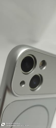 Image of Back Cover for iPhone 14 Case Soft Matte Glass Protective Camera Lens Plating with Magnetic for Magsafe Wireless Charging TPU Cover for iPhone 14 (Silver)