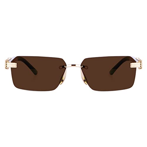 Dervin Rectangular Rimless Sunglasses for Men and Women - Image 3