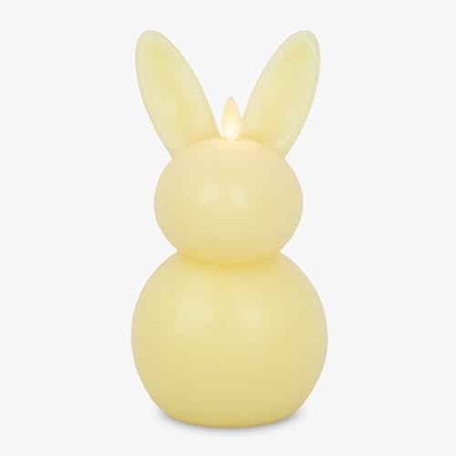 Luminara Easter Bunny Candle- Lemon Chiffon 4.5" x 4.5" x 8.5"- Flameless Real-Flame Holiday-Inspired Decor- AA Batteries- Flickering LED Flame