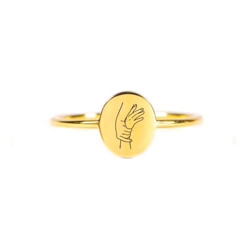 FUNYCHEN Friendship Ring for Women Sterling Silver Mother Daughter Rings Dainty Promise Ring BFF Statement Rings for Besties 925 to My Best Friend Ring Jewelry Birthday Gifts US Size 6-9 (Gold 2, 8)