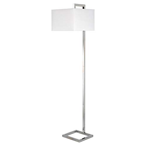 Grayson 68" Tall Floor Lamp With Fabric Shade In Polished Nickel/White #TOP21