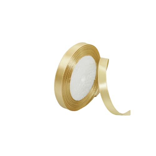 Satinband 10 mm champagnerfarben 22 m Stoff-Haarschnur für Handwerk Blumensträuße Geschenkverpackungen Hochzeit Schleifenherstellung und Valentinstag Weihnachtsdekoration (Champagner-Gold 1