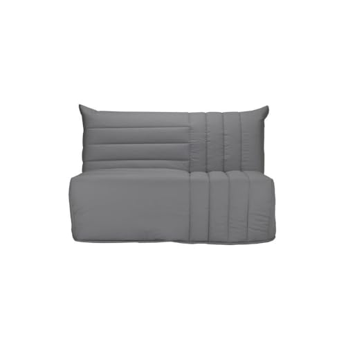 BECCI Banquette BZ 2 Places avec Matelas BULTEX - Tissu 100% Coton Gris - Style Contemporain - L 142 x P 101 cm
