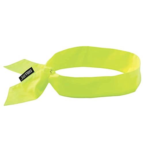 Image of Ergodyne Chill Its Cooling Bandana, unisex Evaporative Polymer Crystals For Cooling Relief, Tie For Adjustable Fit, Lime