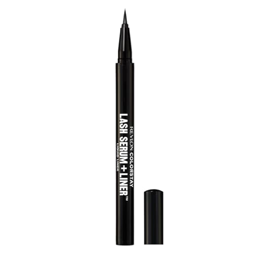 Revlon ColorStay Lash Sérum + Liner, Eyeliner Liquide + Séru de Cils, Eyeliner Waterproof, Nourrissant et Fortifiant, Tenue jusqu'à 24 Heures, Feutre Applicateur, 001 Blackest Black 0,48 ml