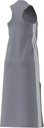 adidas Women's Essentials 3-Stripes Long Racerback Dress, Halo Silver/White, XS