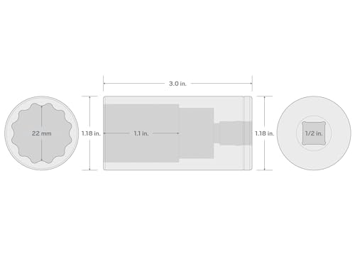 Image of TEKTON 1 /2 Inch Drive x 22 mm Deep 12-Point Socket | SHD23322