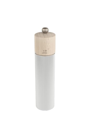 PEUGEOT - Salzmühle Line 22 cm - Klassische Mahlgradeinstellung - Innovatives Zirlion-Mahlwerk für pulverfeines Salz - Aluminium, recyceltes Holz mit PEFC-Siegel - Französisches Know-how - Alufarben