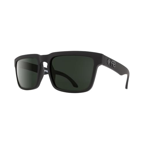 Spy Helm 673015973863 57MM Soft Matte Black/Happy Gray Green Square Sunglasses for Women +Bundle with Accessory Eyewear Kit