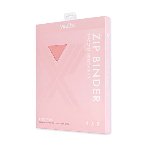 Image of Vault X 9 Pocket Zip Binder, 360 Cards, Exo-Tec Material, 20 Side-Loading Pages (Pink)