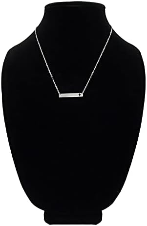 Bar Necklace with Cut Out Cross - Personalized Gift Jewelry - Custom Engraved - Horizontal - Silver, Gold, Rose Gold colors