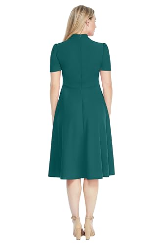 Image of Maggy London Women's Crepe Fabric Flight Attendant Bow Neck Tie Short Sleeve A-line