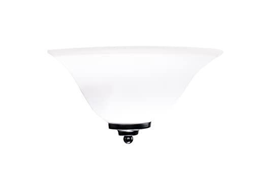 Image of Aspen Creative 62713-01-1, 1 Light Indoor Wall Fixture, 13-1 /4 inch W x 6-1 /8 inch H x 6-5 /8 inch E, Frosted Glass w /Matte Black Finish, Bulb Not Included