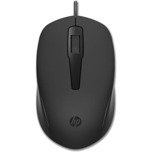 Mouse USB HP 150 - Plug and Play, com Design Elegante, Ambidestro e Ergonômico, Sensor Óptico 1600 DPI, Confortável e Preciso, Compatível com Windows, Cor Preta (240J6AA)