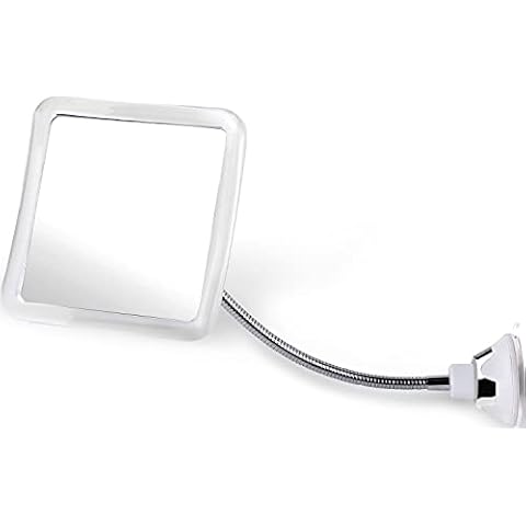 MIRRORVANA Flexible Fogless Shower Mirror for Bathroom Shaving with Height Adjustable Gooseneck Extension, 360° Swivel and Upgraded Suction Cup - Shatterproof 6.3" x 6.3" Surface Cover