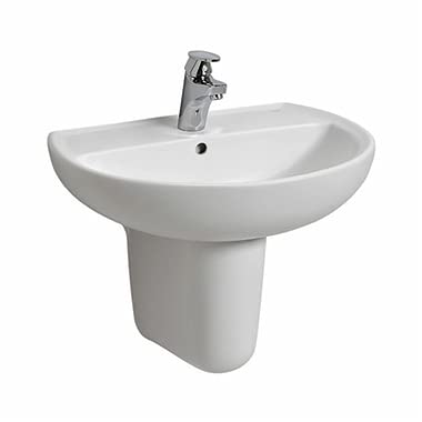 VBChome Lavabo à poser ovale blanc 55 x 42 cm avec trou avec trop-plein - Un lavabo à encastrer avec meuble sous le lavabo - Montage moderne et facile