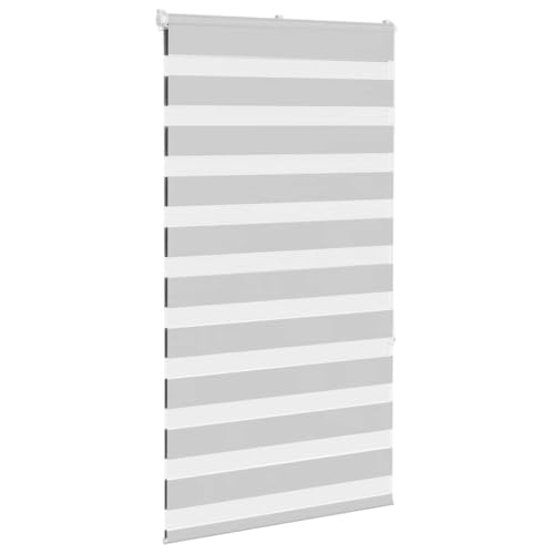 Store zébré 100% polyester gris clair à enroulement pour fenêtre