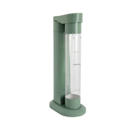 CREATE/SODA MAKER STUDIO/Wassersprudler 1L Salbeigrün/Keine CO2-Flaschen enthalten, kohlensäurehaltig in 4 Schritten, BPA-freie Flasche, keine Stecker