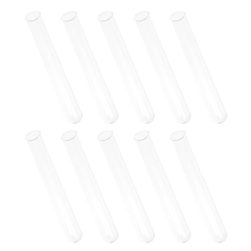 Happyyami 10個 耐熱ガラス製クリア試験管 口径 巻き縁仕様 実験用透明容器 花標 小物作成用