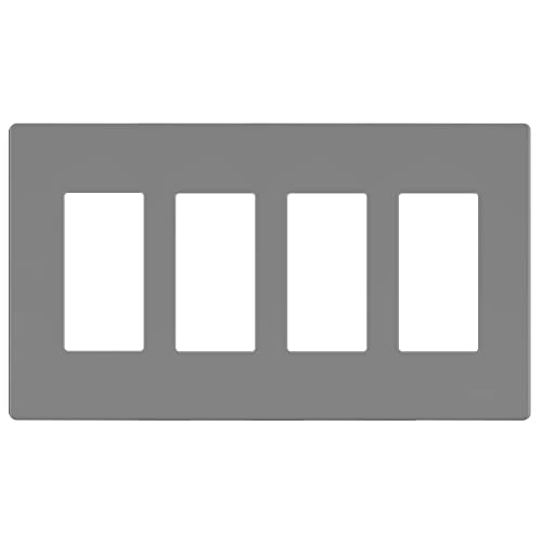 Image of LIDER Decorator Switch Cover, Screwless Wall Plate, Mid-Size 4-Gang 4.88 inch x 8.58 inch, LSWP-34M-GY, UL Listed, Thermoplastic, Matte Gray, 1-Pack