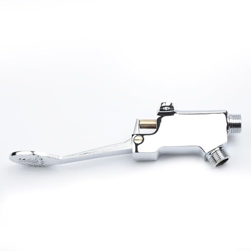 Zilimontt Grifo de lavabo de control de pie, acero inoxidable 304, grifo de agua fría accionado por pedal, para lugares públicos, grifo de pedal de piso, grifo de control de pie