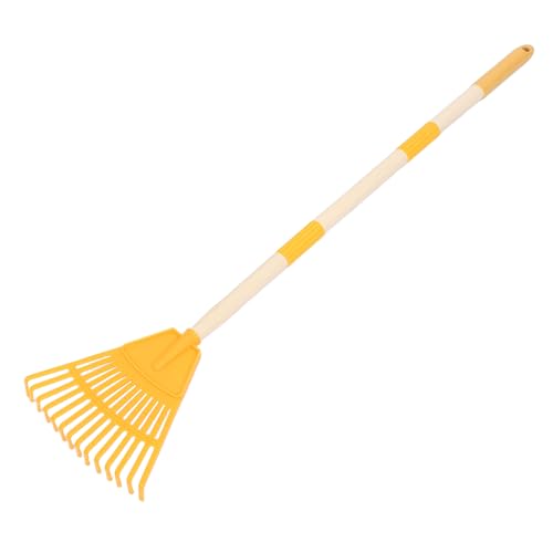 CIYODO Rastrello da Giardino Piccolo Denti con Manico Smontabile Leggero e Resistente in Plastica Gialla per Pulizia Cortile Campeggio e Cura Prato