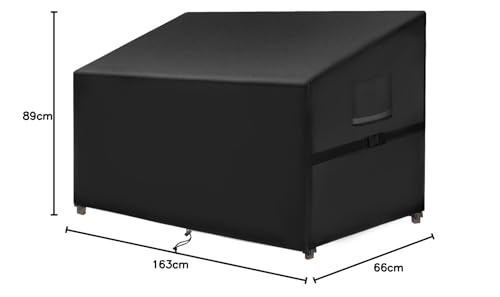 SIRUITON 163x66x63/89cm 3 Seat Garden Bench Cover 420D Waterproof Oxford Fabric Rip-Proof, UV & Water-Resistant -36 Month Warranty