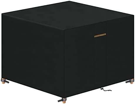 VANSHEIM Garden Furniture Cover Waterproof Outdoor Garden Table Cover Home Covers with Waterproof Windproof Anti-UV Heavy Duty 420D Oxford Fabric Square Black 90x90x90cm