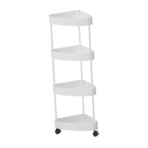 Gralara Estante de Esquina de Piso de pie de pie Estante de rodaje múltiples Gran Capacidad para baños Organizador de Ducha de Estante de Cocina, 4 Niveles Blancos