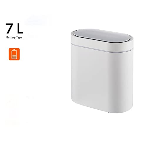 Kosze na śmieci Pojemnik na śmieci Smart Sensor Trash Can Electronic Automatyczna łazienka Domowa WC Waterproof Wąski Szew Bucket Smart Home Trash Bin Śmietnik (Color : Grey, Size : 7L)