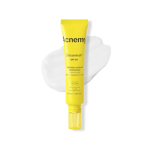 ACNEMY ZITCONTROL SPF50® - Crema viso anti-imperfezioni, 40 ml – Protezione solare UVA/UVB e trattamento antiacne, oil-free, non comedogena, texture leggera senza aloni bianchi
