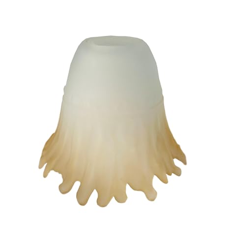 Vetro coppa ricambio lampadari, applique, lumetto, lampada satinato liscio con sfumatura inferiore ambra coll. nisida