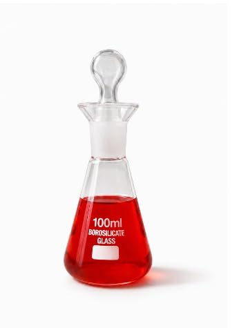 Borosilicate Glass Iodine Determination Flask 100ml with Glass Stopper | Chemical Resistant Laboratory Flask for Iodine Storage, Mixing & Reaction Use-image-4