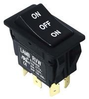 E-SWITCH RVW4GD1100 ROCKER SWITCH, DPST, 20A, 125VAC, BLACK 1 piece