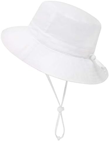Simplicity Toddler Hats Sun Hat Toddler White Baby Hat Sun Hat for Baby Cute Baby Swim Hat Baby uv Protection Bucket Sun Hat with Chin Strap, White, 12-24 Months