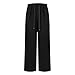 ZEFOTIM Black Dress Pants Women Wide Leg Linen Pants with Pocket High Waisted Trouser Dress Professional Stretchy Running Workout Baggy Resort Drawstring Work Business Outfits for Women Black XXL