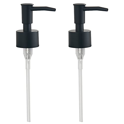 BGL Tête de Pompe distributrice Noire (2 pièces), Pompe distributrice de Savon de Rechange avec Tube pour la Plupart des Bouteilles (25-27 mm), détergent, shampoing, Gel de Douche, Universel Cover