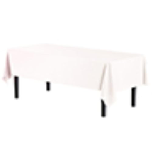 Image of Exquisite 6-Pack Plastic Tablecloth 54x108 Rectangle Value Pack Plastic Table Cover - White