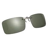 GLEAVI Polarisierte Clip On Sonnenbrille Unisex Randloser Brillenaufsatz mit Grünem Filter Bruchfest und Blendfrei Schutz vor UV Strahlung Beim Autofahren und Outdoor Einsatz