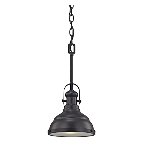 Review Thomas Lighting Blakesley 1-Light Pendant in Oil Rubbed Bronze with Frosted Glass, 8"W x 9"H, (CN200151)
